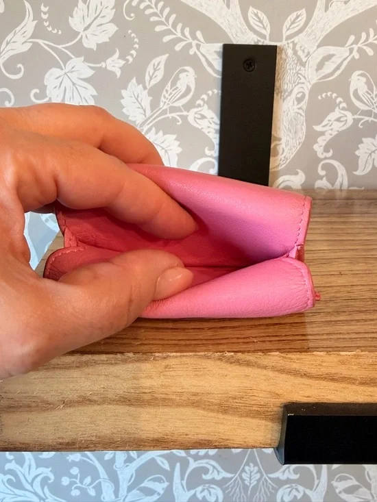 Balenciaga Micro Wallet Smooth Pink Leather Trifold w Coin Pocket Card Slots EUC - Picture 6 of 17